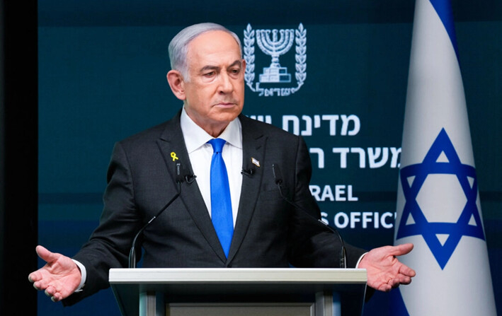 El primer ministro israelí, Benjamin Netanyahu, habla durante una conferencia de prensa en Jerusalén, el 2 de septiembre de 2024. (Ohad Zwigenberg/AFP vía Getty Images)