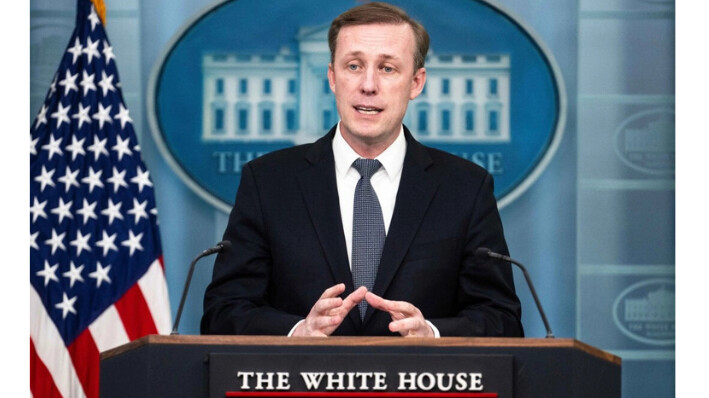 El asesor de Seguridad Nacional de la Casa Blanca, Jake Sullivan, habla durante una rueda de prensa en la Casa Blanca el 24 de abril de 2024. Jim Watson/AFP vía Getty Images