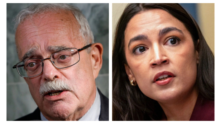 (Izquierda) El representante demócrata Gerry Connolly. (Derecha) La representante Alexandria Ocasio-Cortez (D-NY) (Kevin Dietsch/Getty Images)