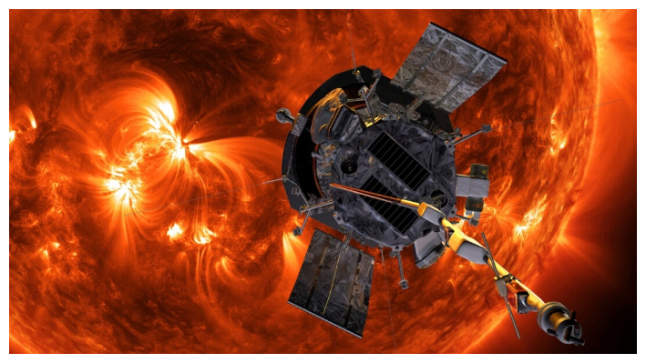 (Representación artística de la Parker Solar Probe acercándose al Sol. Steve Gribben/Johns Hopkins APL/NASA vía AP)