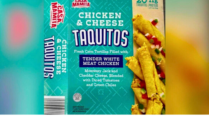 Imagen de los taquitos de pollo y queso Casa Mamita de Bestway retirados del mercado. (Cortesía del USDA)