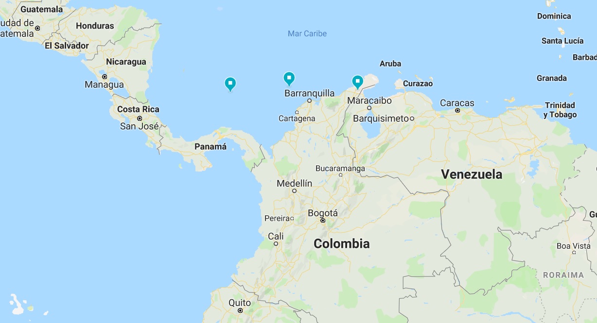 Localização dos supostos campos de treinamento para terroristas na Colômbia denunciados pelo maduro regime socialista antes da ONU (Captura de tela do Google Maps)