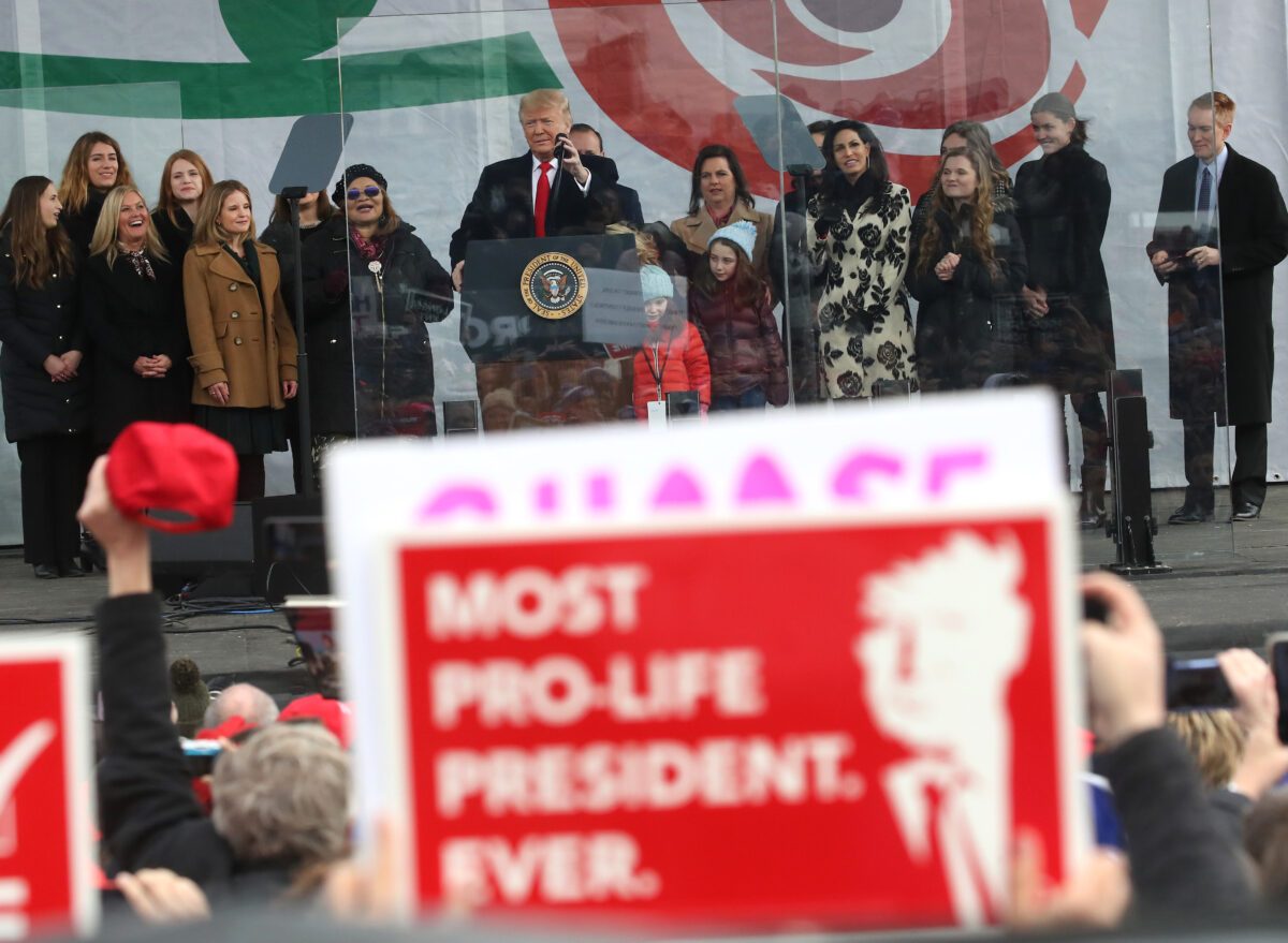 Trump speaks at the 47th March For Life rally