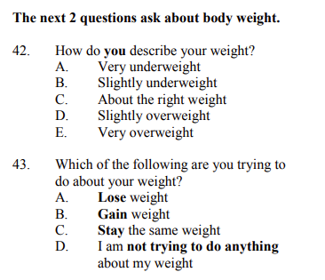 Screenshot of questions about the child