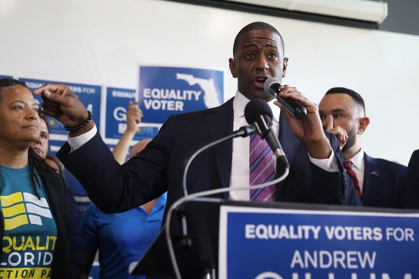 Democratic Florida gubernatorial nominee Andrew Gillum speaks at a campaign rally in Miami