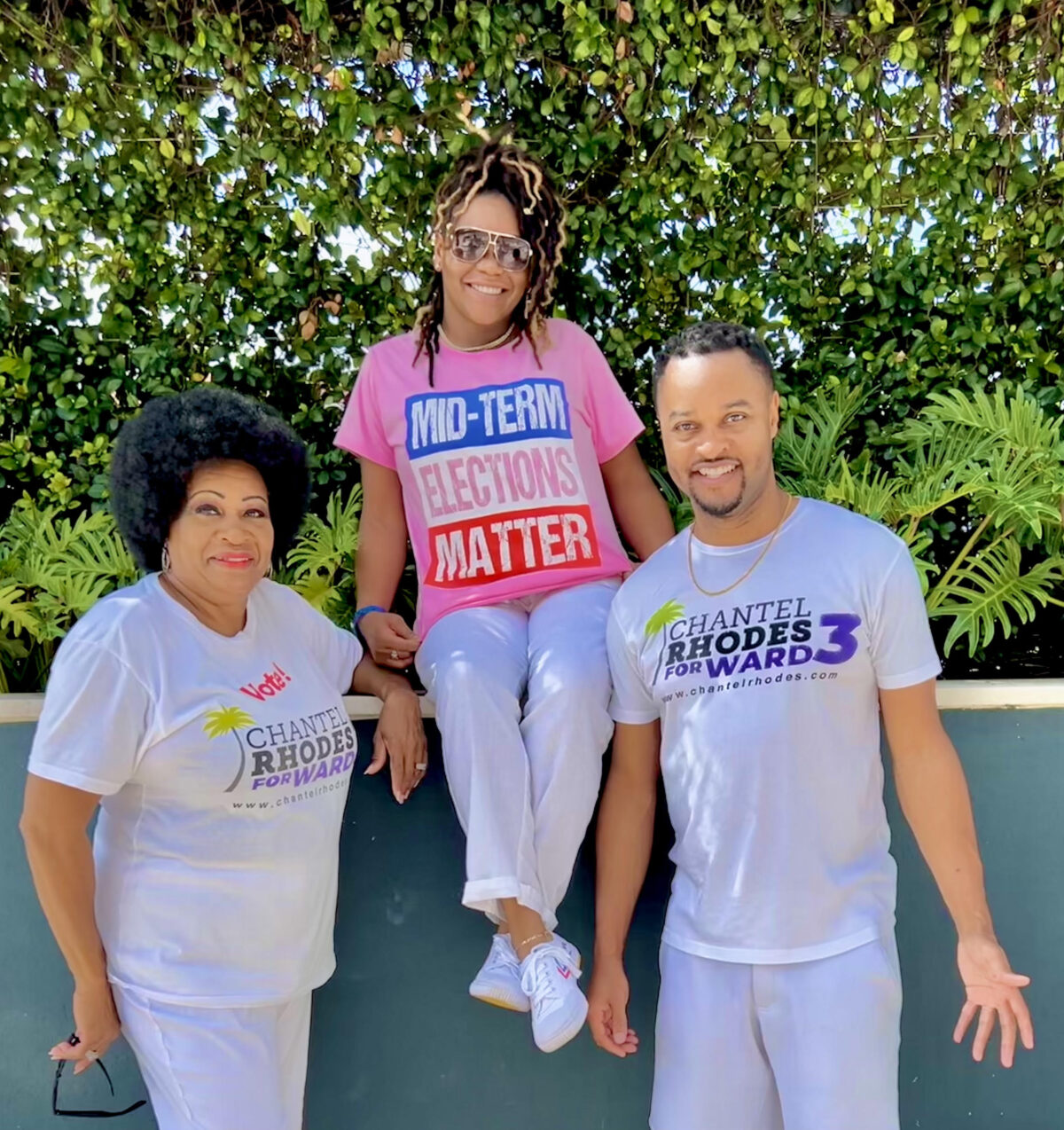 Chantel Rhodes (center), candidate for Ft. Myers City Council District 3 with her mother Darlene (left) and bother Chuck (right).