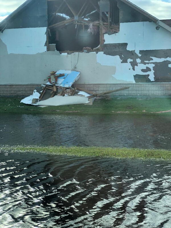 Photo of what remains of Hope Lutheran Church in the community of Gulf Cove in Port Charlotte, Florida in the aftermath of hurricane Ian on September 29, 2022.