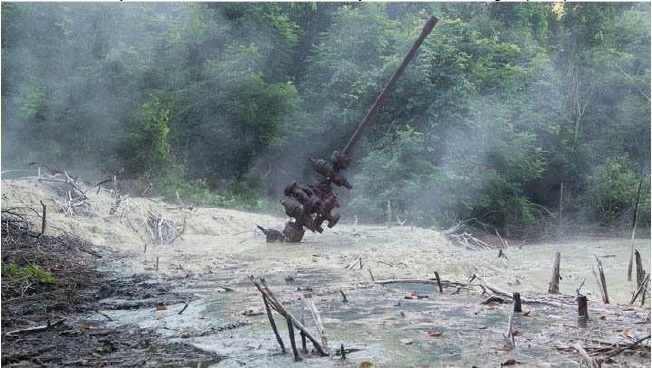Pozo petrolero Ca. e - 3, lindero al Parque Nacional Calilegua (2015). (Greenpeace)