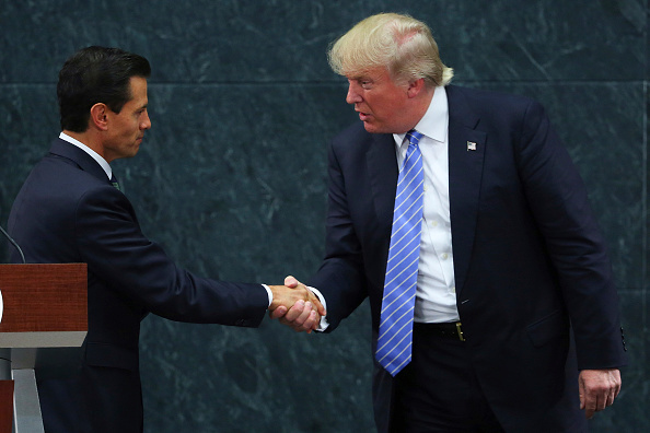 El candidato republicano a la presidencia estadounidense, Donald Trump, llegó a México el 31 de agosto para reunirse con el presidente Enrique Peña Nieto. Foto: Héctor Vivas via Getty Images
