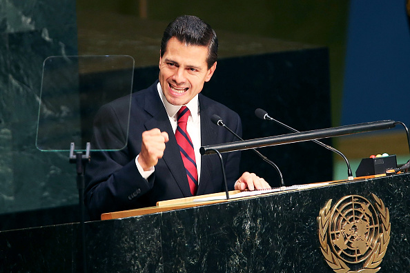 El presidente Peña Nieto en su discurso en la ONU el 28 de septiembre de 2015. (Photo by Spencer Platt/Getty Images)