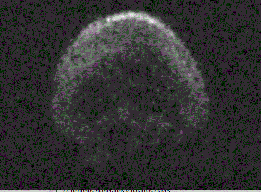 Los astrónomos lo apodaron el el asteroide 2015 TB145 “cometa de la muerte”, por su cara de calavera, al pasar el30 de octubre de 2015, rozando la Tierra. (NASA)
