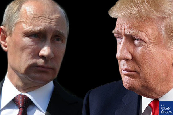 El presidente de Estados Unidos, Donald Trump (Der.) y su par ruso, Vladimir Putin (Izq.). (La Gran Época)