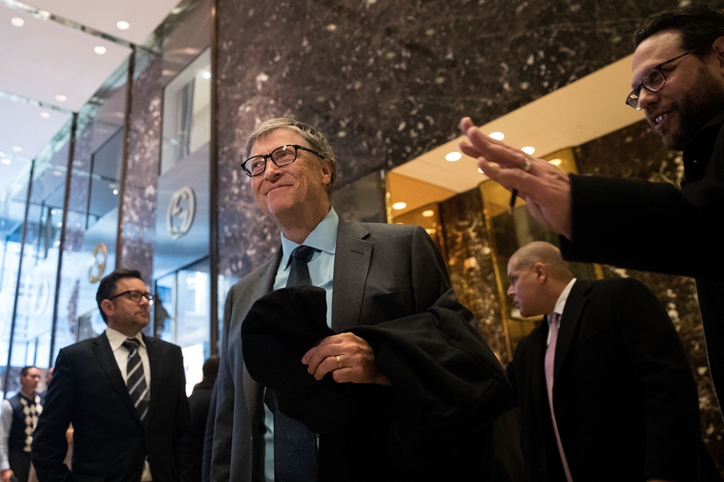 Bill Gates, en la Torre Trump en Nueva York, diciembre de 2016
