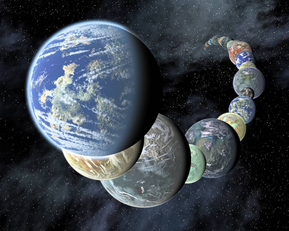 (Representación de los diversos planetas rocosos de nuestra galaxia similares a los devorados por Kronos, NASA / JPL-Caltech / R. Hurt (SSC-Caltech)